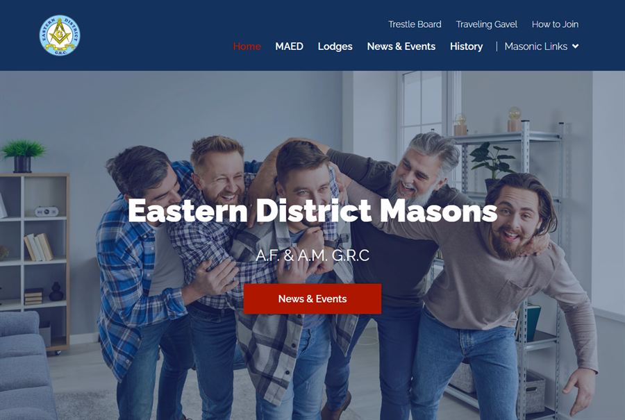 Homepage of the Eastern District Masons website built by Truespeed
