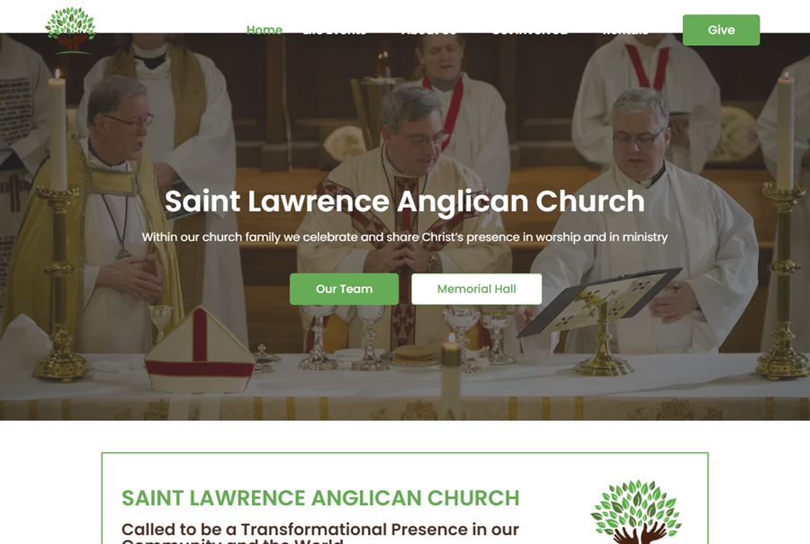 Homepage of the Parish of St. Lawrence website built by Truespeed